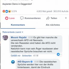 AfD Bayern über Volksverhetzungen auf ihrer Facebookseite